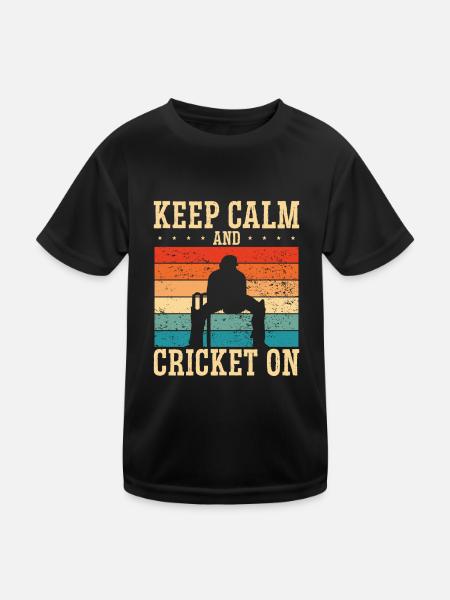 Ruhe Bewahren Und Cricket Anziehen - Kinder Funktions-T-Shirt - Schwarz - Vorne