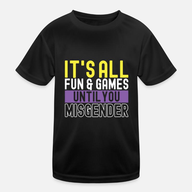 Non Binary Pride Genderqueer - Kids Functional T-Shirt - black