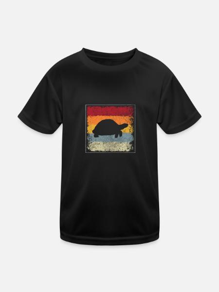 Turtle Retro - Kids Functional T-Shirt - black - Front