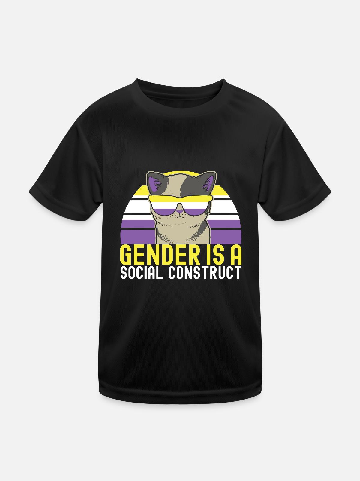 Non Binary Pride Genderqueer - Kinder Funktions-T-Shirt - Schwarz - Vorne