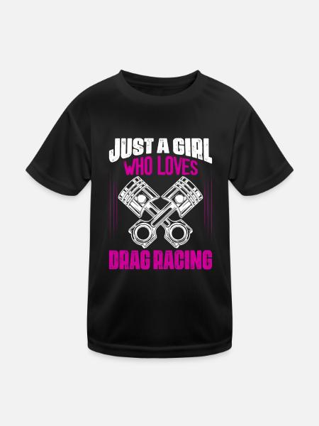 Just A Girl Who Loves Drag Racing Driver Muscle Ca - Kids Functional T-Shirt - black - Front