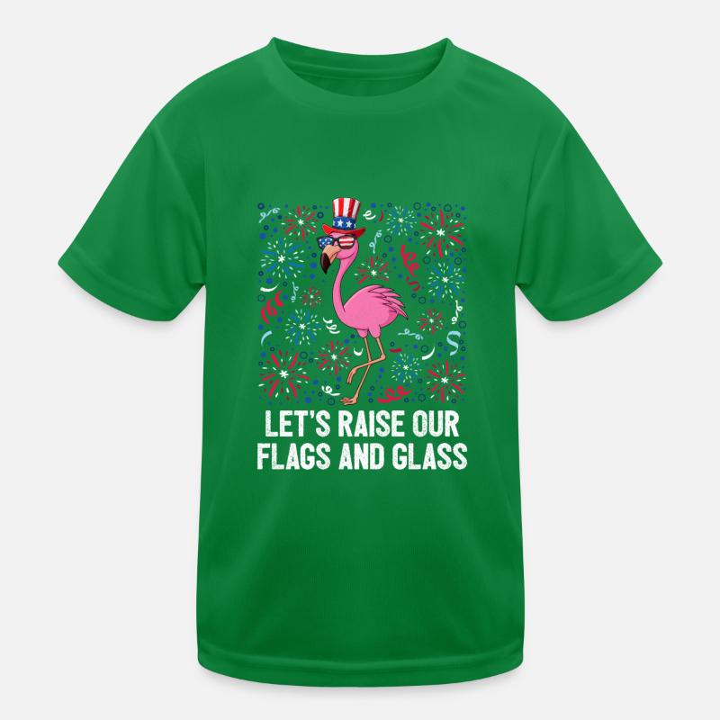 4 juillet Levons nos drapeaux et verre USA T-shirt sport Enfant