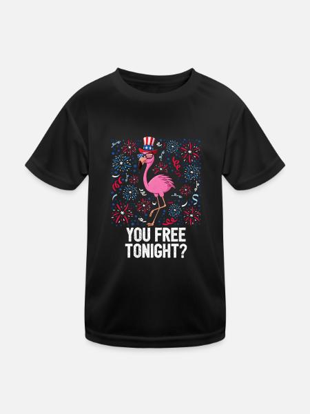4th Of July You Free Tonight Flamingo American - Kids Functional T-Shirt - black - Front