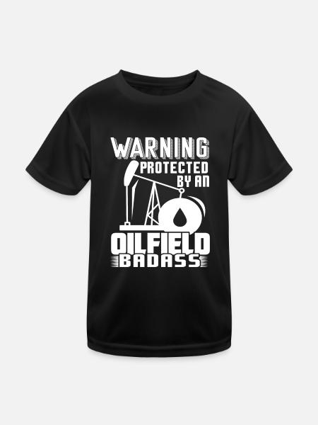 Oilfield Protected By An Oilfield Badass - Kids Functional T-Shirt - black - Front