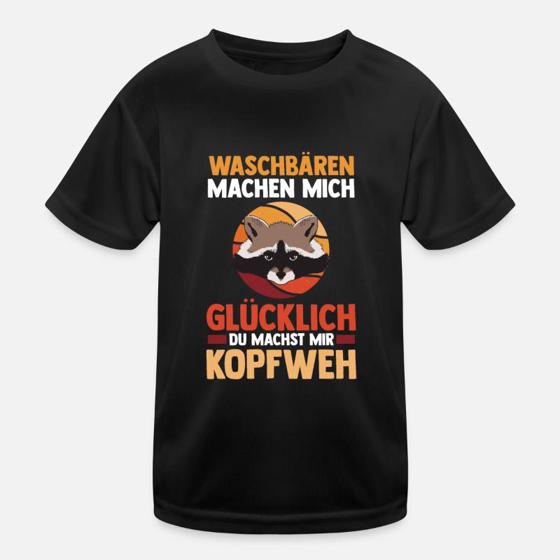 Tiermotiv Waschbär Kinder Funktions-T-Shirt