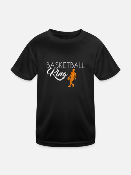 Basketball King - Kinder Funktions-T-Shirt - Schwarz - Vorne
