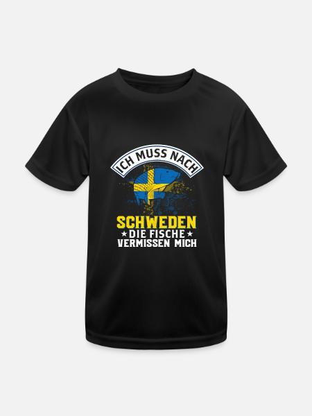Ich Muss Nach Schweden Die Fische Vermissen Mich - Kinder Funktions-T-Shirt - Schwarz - Vorne