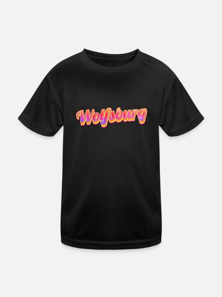 Wolfsburgerin Wolfsburger Wolfsburg - Kinder Funktions-T-Shirt - Schwarz - Vorne