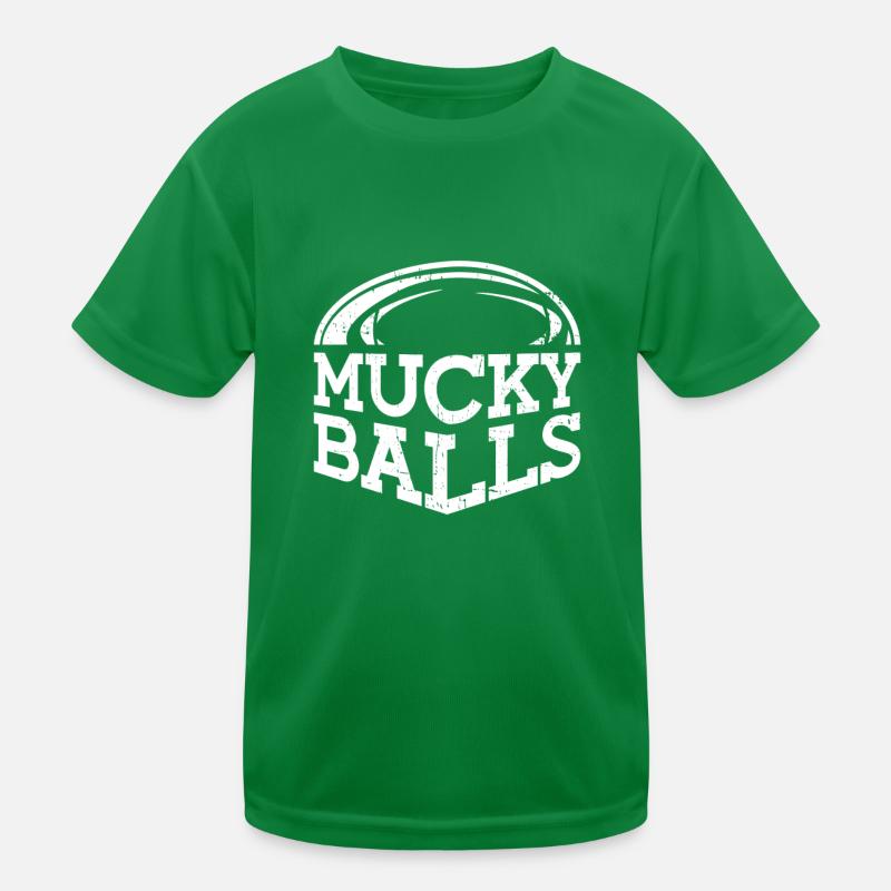 Mucky Balls - Funny Rugby Kids Functional T-Shirt