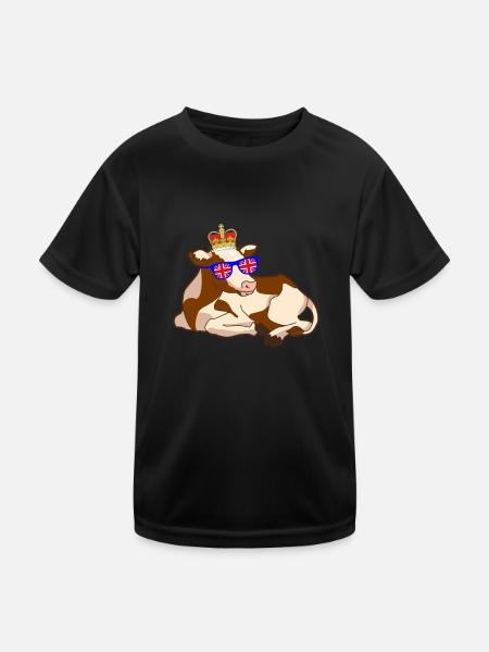 Bœuf de vache Reine Elizabeth II Couronne britannique - T-shirt sport Enfant - noir - Devant