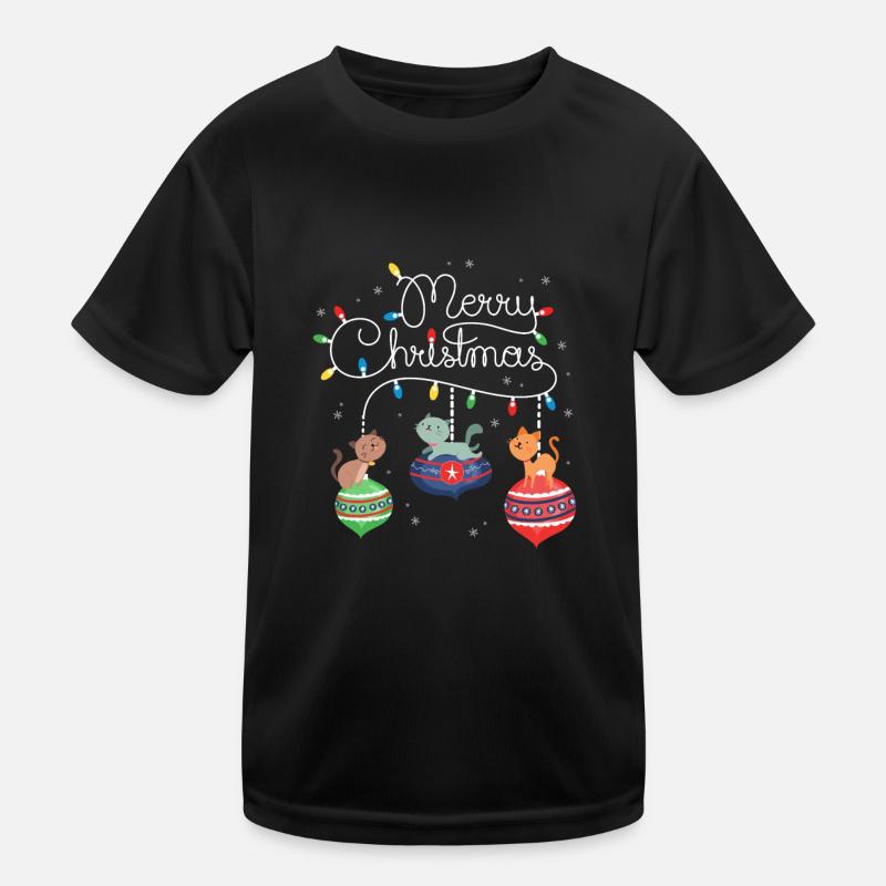Merry Christmas Cat Kinder Funktions-T-Shirt