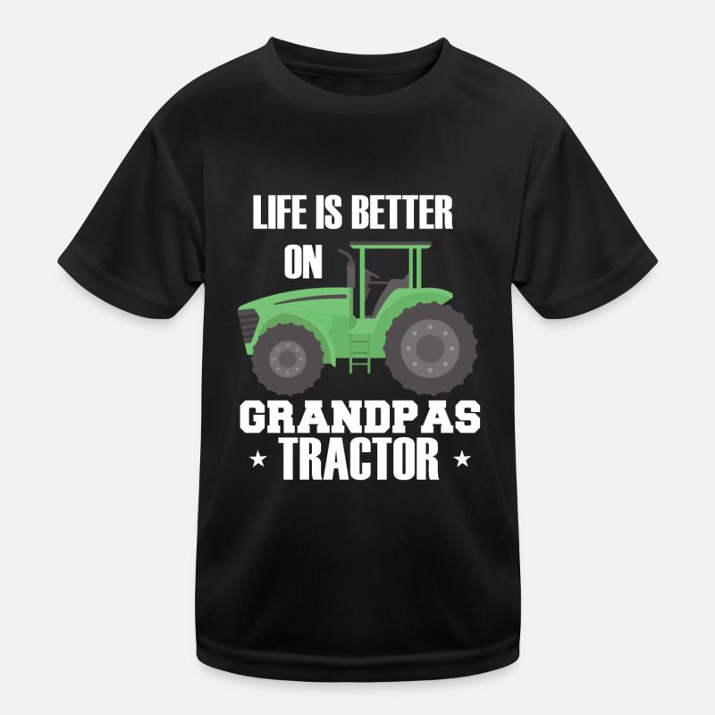 Life Is Better On Grandpas Tractor - Kids Functional T-Shirt - black