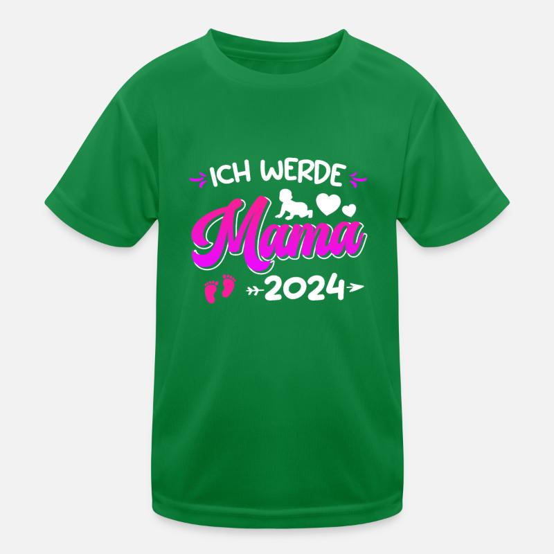 Ich werde Mama 2024 Baby Ankündigung 2024 Kinder Funktions-T-Shirt