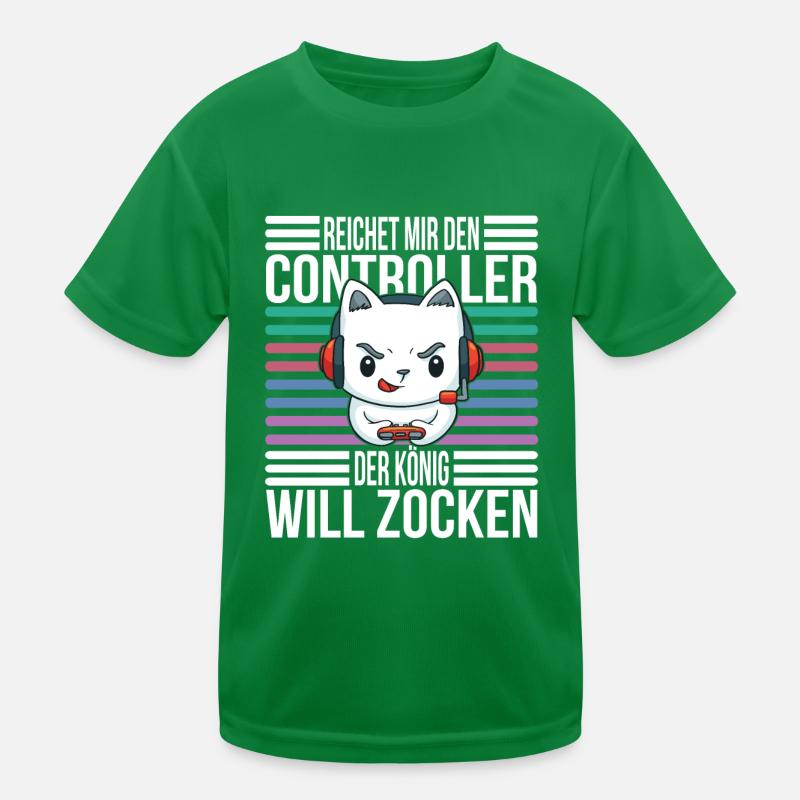 Gamer Gaming Reichet mir den Controller König Kinder Funktions-T-Shirt