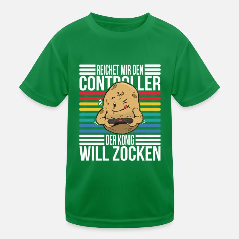 Gaming Zocken Reichet mir den Controller König Kinder Funktions-T-Shirt