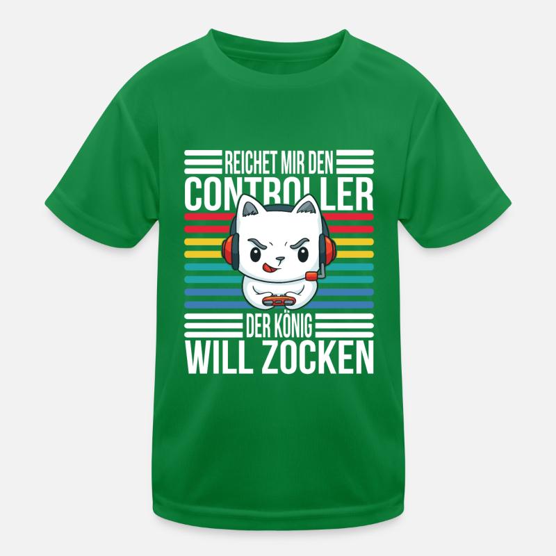 Gaming Cat Reichet mir den Controller Kinder Funktions-T-Shirt