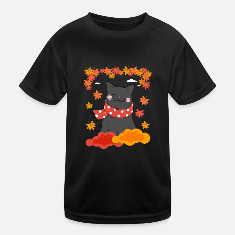 Chat noir C’est l’automne Y’all Feuilles d’automne de citrouille T-shirt sport Enfant