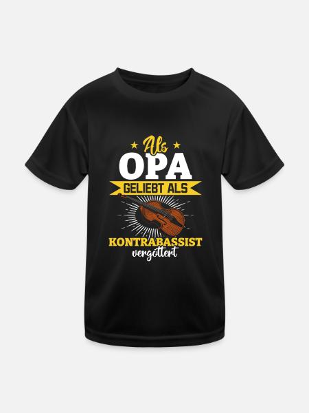Loved As A Grandfather Idolized As A Double Bass - - Kinder Funktions-T-Shirt - Schwarz - Vorne