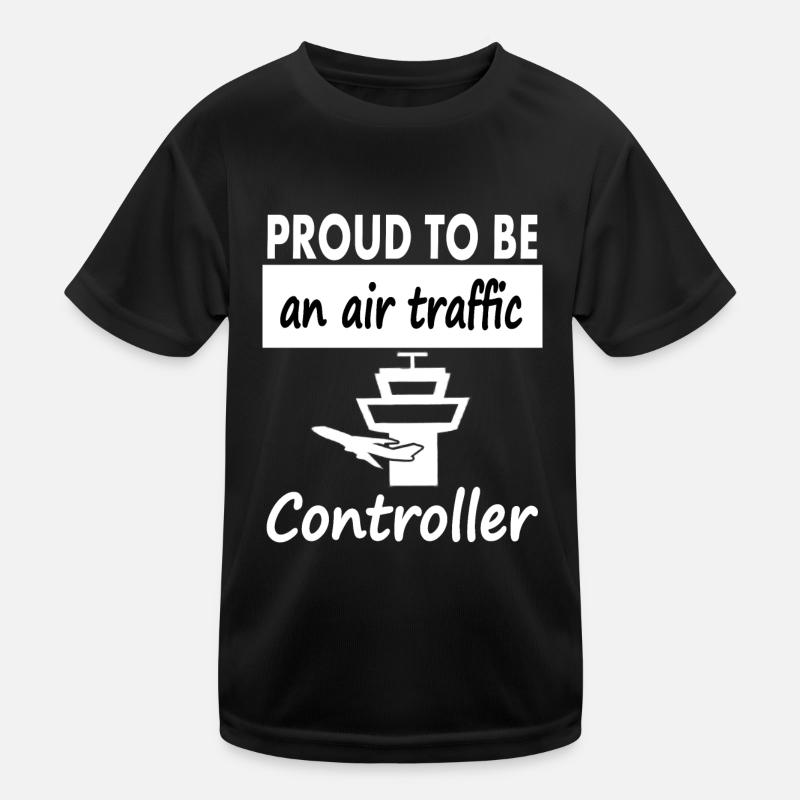 ich bin Flutlotse Flughafen Flugzeug Geschenkidee - Kinder Funktions-T-Shirt - Schwarz