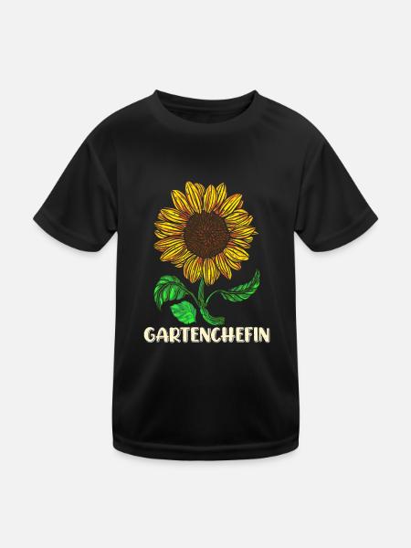 Garten Chefin Sonnenblumen Gartenfreundin Blumen - Kinder Funktions-T-Shirt - Schwarz - Vorne