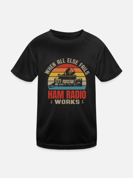 Vintage Sunset Retro When All Else Fails Ham Radio - Kinder Funktions-T-Shirt - Schwarz - Vorne