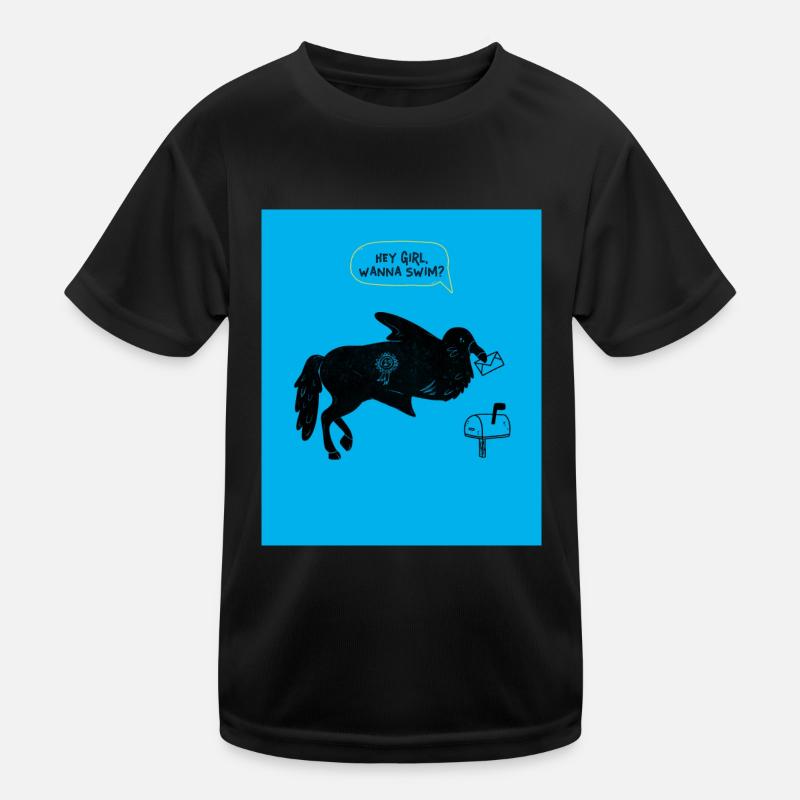 HEY MÄDCHEN, WILLST DU SCHWIMMEN? - Kinder Funktions-T-Shirt - Schwarz