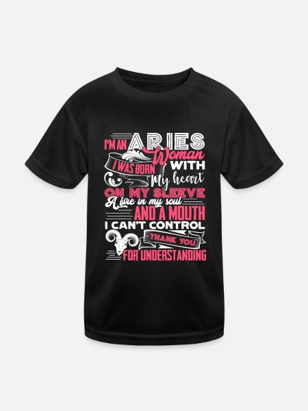 Aries I'm An Aries Woman Horoscope - Kids Functional T-Shirt - black - Front