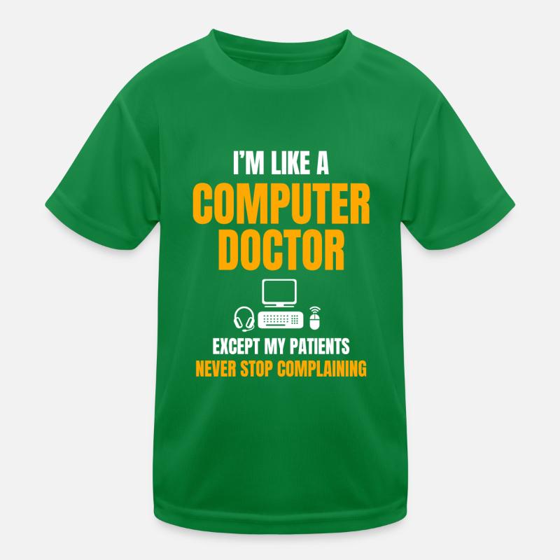 Lustiges IT Support Design Computerdoktor Kinder Funktions-T-Shirt