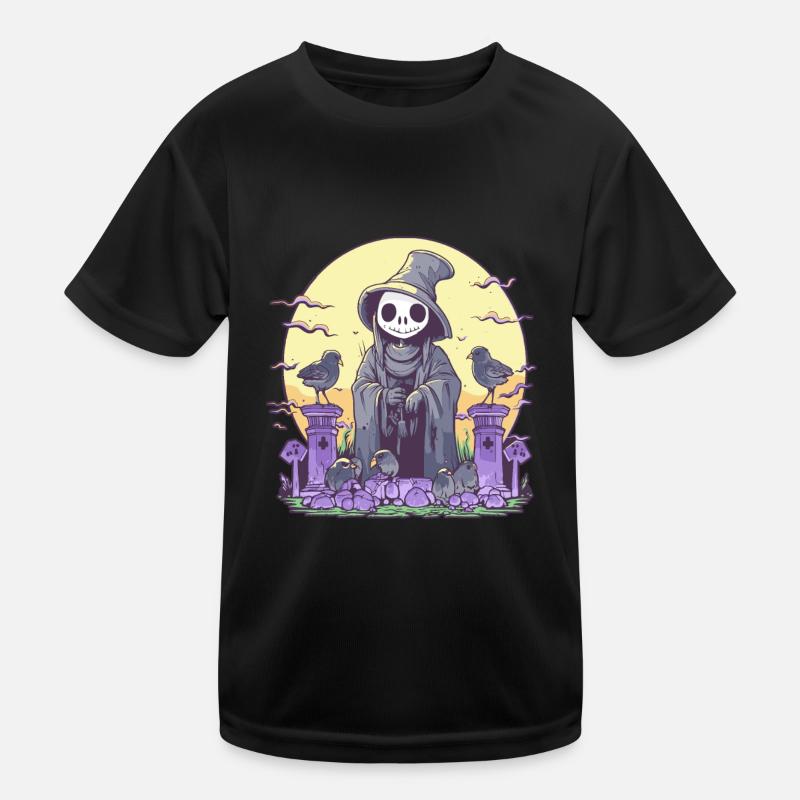 Pastell Goth Niedliches Todes-Sensenmann-Skelett Kinder Funktions-T-Shirt