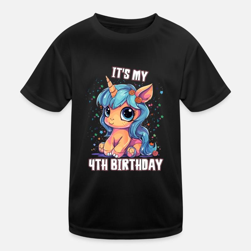 4 Jahre Mädchen Geburtstag Geschenk Einhorn Kinder Funktions-T-Shirt