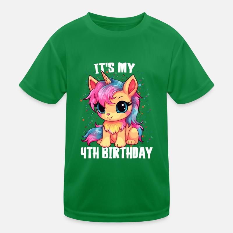 4 Jahre Mädchen Geburtstag Geschenk Einhorn Kinder Funktions-T-Shirt