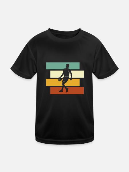 Basketball Retro - Kinder Funktions-T-Shirt - Schwarz - Vorne