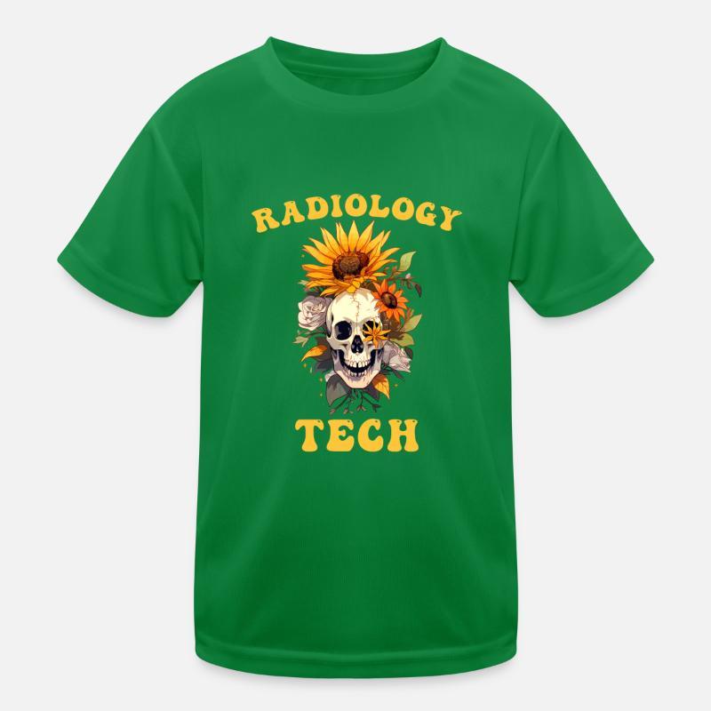 Radiology Tech Flower Funny Skull Radiologist Pun Kids Functional T-Shirt