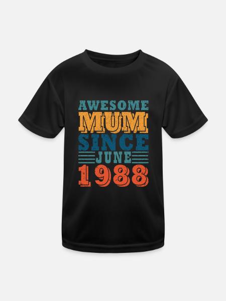 Mum June 1988 Vintage - Kids Functional T-Shirt - black - Front