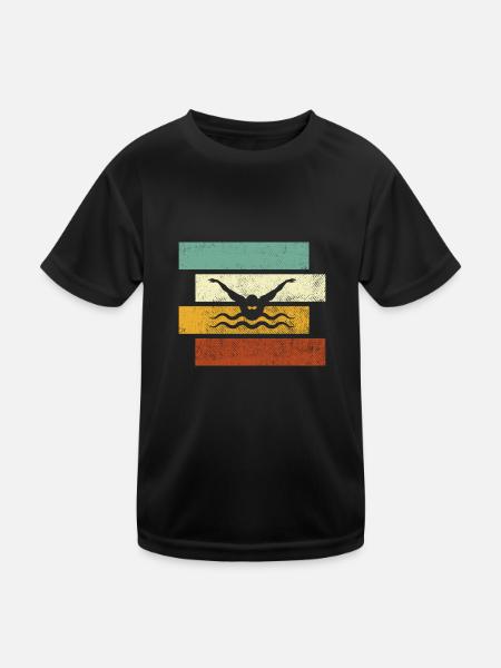 Natation Rétro - T-shirt sport Enfant - noir - Devant