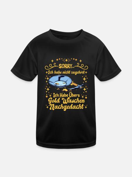 Goldjäger Thinking about Goldpanning Goldwäscher - Kinder Funktions-T-Shirt - Schwarz - Vorne