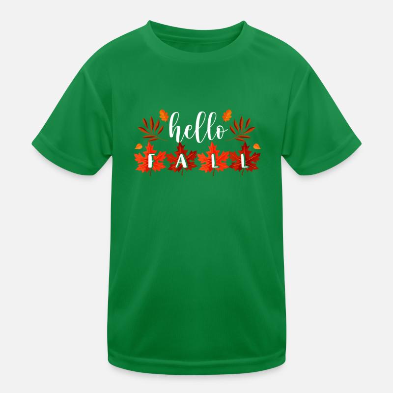 Hello Autumn Falling Autumn Leaves Cute Botanic Kids Functional T-Shirt