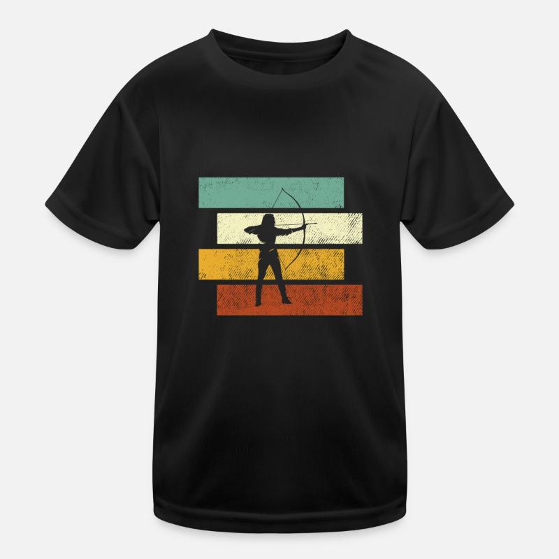 Bogenschießen Retro - Kinder Funktions-T-Shirt - Schwarz