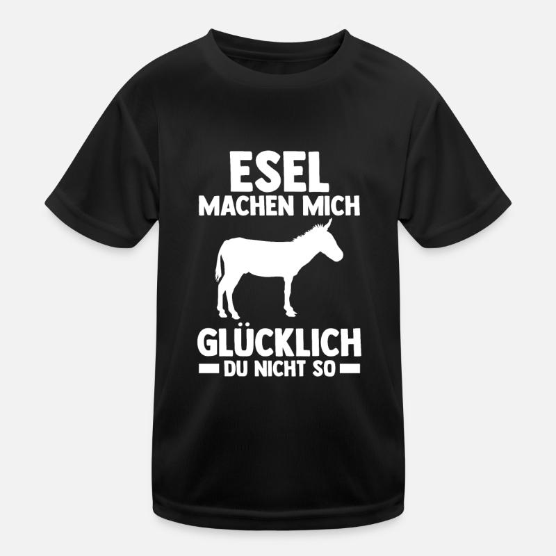 Esel - Kinder Funktions-T-Shirt - Schwarz