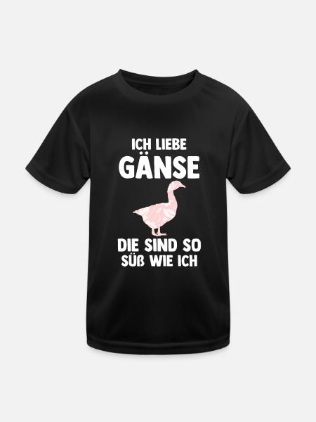 Gans Gänse - Kinder Funktions-T-Shirt - Schwarz - Vorne