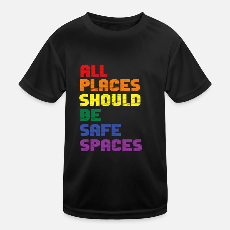 Alle Orte sollten sichere Orte sein Gay Pride Verbündeter Kinder Funktions-T-Shirt