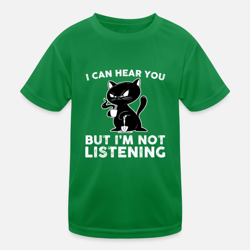 Funny Coffee Drinking Cat Clothing Kids Functional T-Shirt