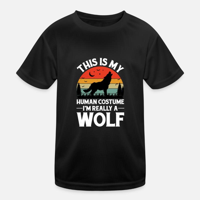 Wolf Tier Wölfe Lustiger Wolf Kinder Funktions-T-Shirt