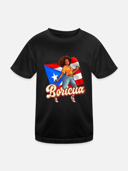 Afro latina boricua puerto rico karibischer tanz - Kinder Funktions-T-Shirt - Schwarz - Vorne