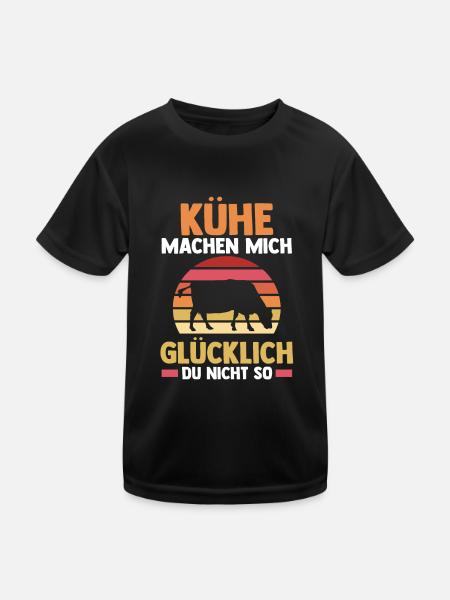 Kuh Landwirt Bauernhof Kühe - Kinder Funktions-T-Shirt - Schwarz - Vorne