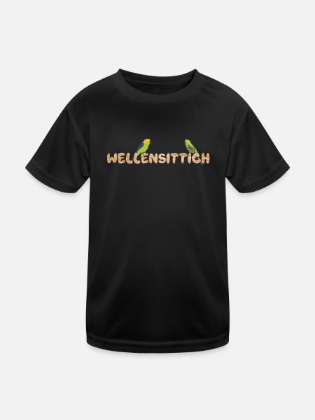 Vogelliebhaber Wellensittich Fan Sittiche - Kinder Funktions-T-Shirt - Schwarz - Vorne