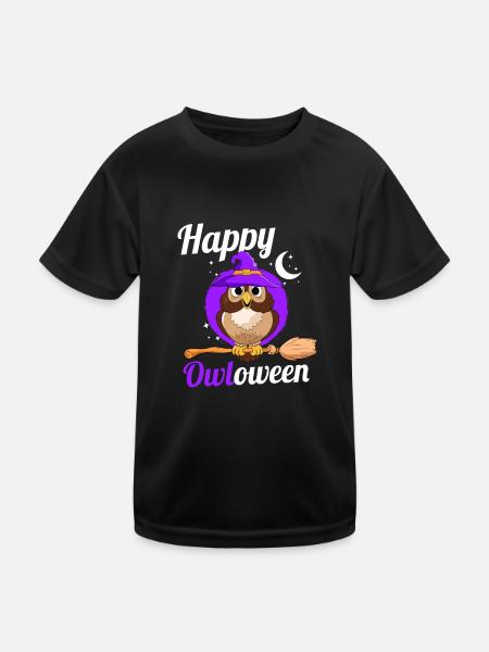 Owl Lover Birds Of Prey Ornithologue Happy Owlowe - T-shirt sport Enfant - noir - Devant