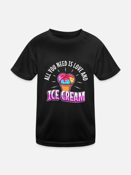 All you need is love and ice cream - Kinder Funktions-T-Shirt - Schwarz - Vorne