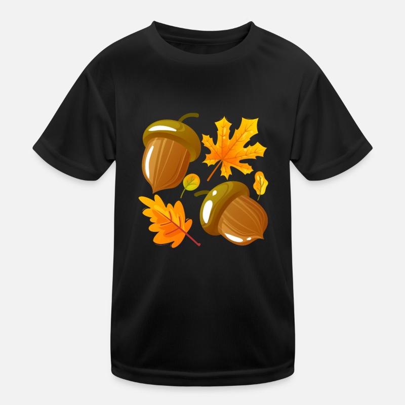 Autumn Leaves Acorns Fall Lover Thanksgiving Kids Functional T-Shirt
