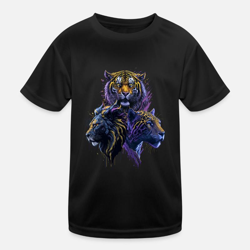 Das mächtige Trio: Tiger, Löwe und Jaguar Kinder Funktions-T-Shirt